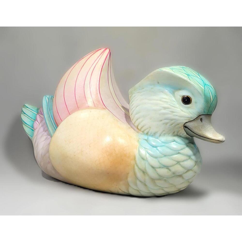 Rare Pastel Tonala Mexico Duck Figurine - Signed by Enrique Alvarez